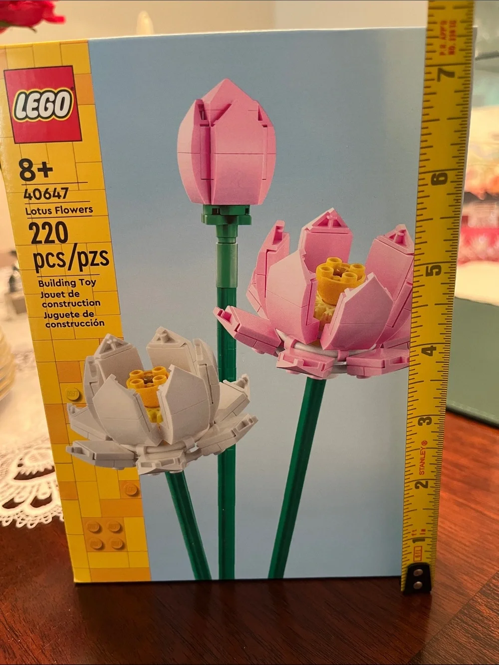 Lego Pink and White Lotus Flowers with Green Stems